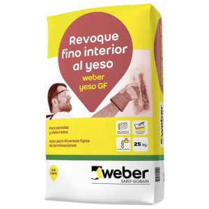 WEBER REVOQUE FINO AL YESO P/INTERIOR GF X25 KG